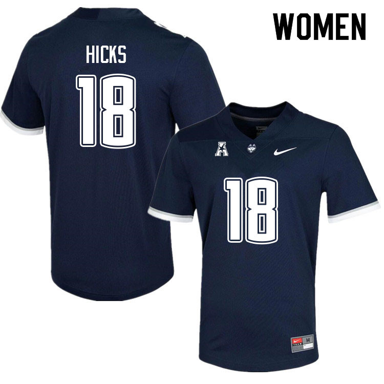 Women #18 Kylish Hicks Uconn Huskies College Football Jerseys Sale-Navy